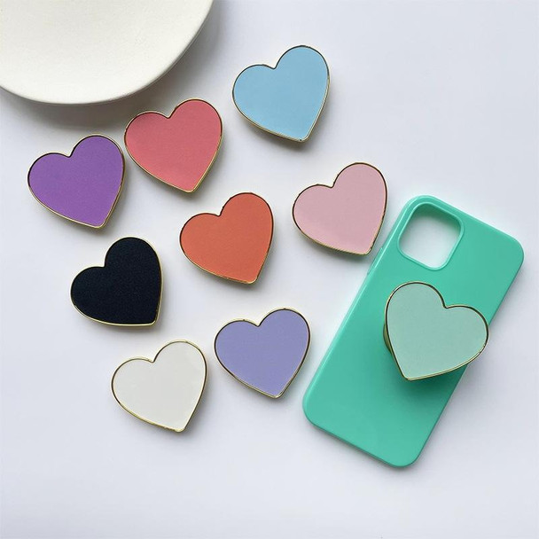2pcs Electroplated Gold Trimmed Heart Shaped Retractable Cell Phone Buckle Air Bag Holder(Sky Blue)