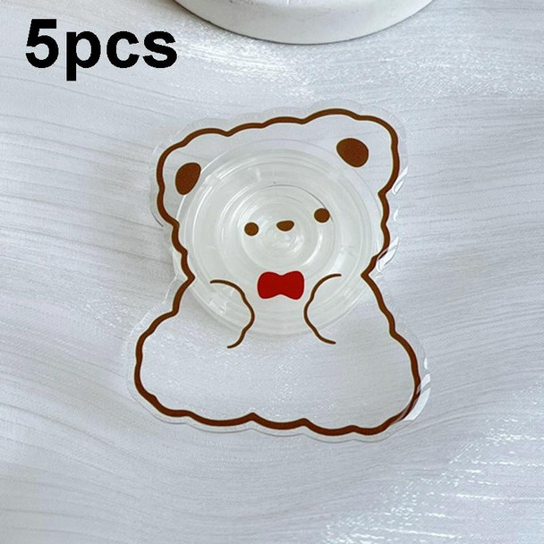 5pcs Alien Transparent Cartoon Dripping Airbag Support Desktop Back Paste Phone Ring Buckle Bracket(A1 Brown Collar Bear)