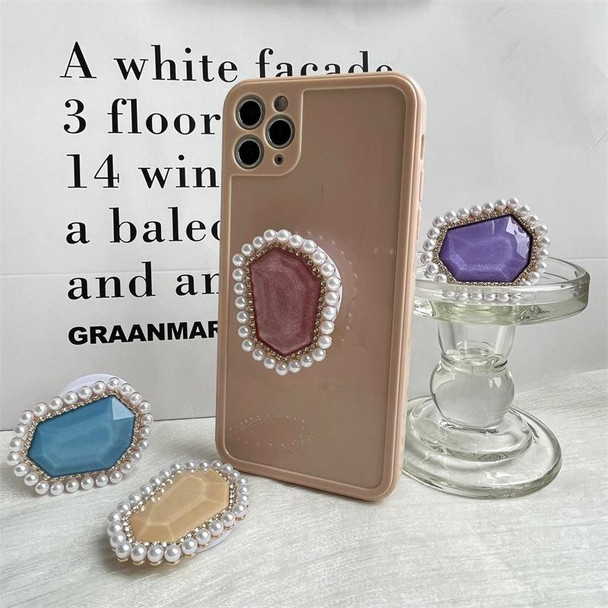 2pcs Pearl Diamond Airbag Phone Holder Lazy Desktop Retractable Ring Buckle Bracket(Purple)