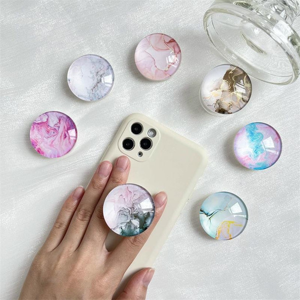 5pcs Transparent Crystal Ball Marble Texture Airbag Phone Holder Lazy Desktop Support Retractable Ring Stand(Lotus Color)