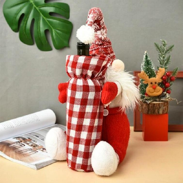 Christmas Faceless Doll Wine Bottle Cover Santa Claus Dining Table Standing Doll Wine Bottle Cover Decoration(Grey)