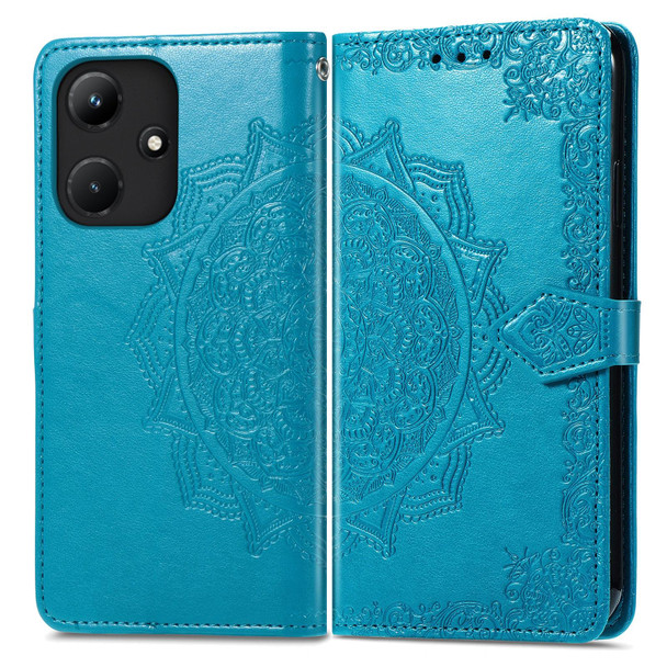 For Infinix Hot 30i Mandala Flower Embossed Leatherette Phone Case(Blue)