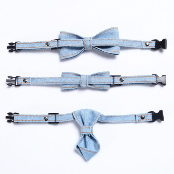 4 PCS Pet Cowboy Bow Tie Collar Cats Dogs Adjustable Tie Collars Pet Accessories Supplies, Size:S 16-32cm, Style:Tie(Light Blue)