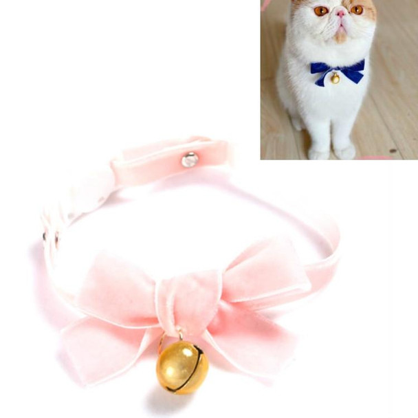 5 PCS Velvet Bowknot Adjustable Pet Collar Cat Dog Rabbit Bow Tie Accessories, Size:S 17-30cm, Style:Bowknot With Bell(Pink)