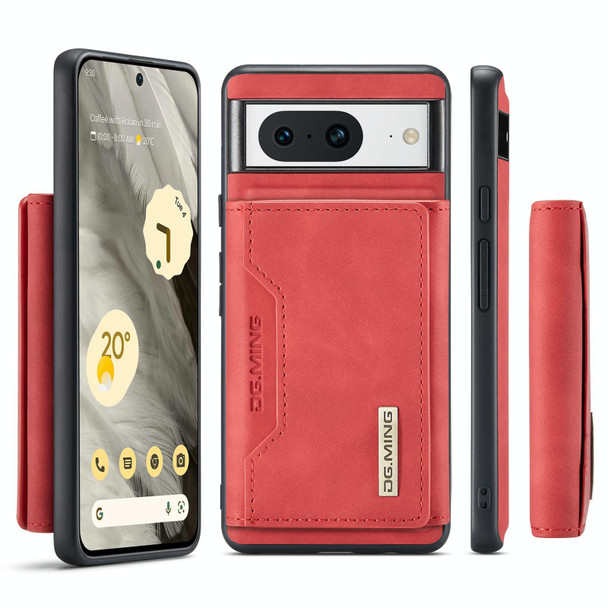 For Google Pixel 8 DG.MING M2 Series 3-Fold Multi Card Bag + Magnetic Phone Case(Red)