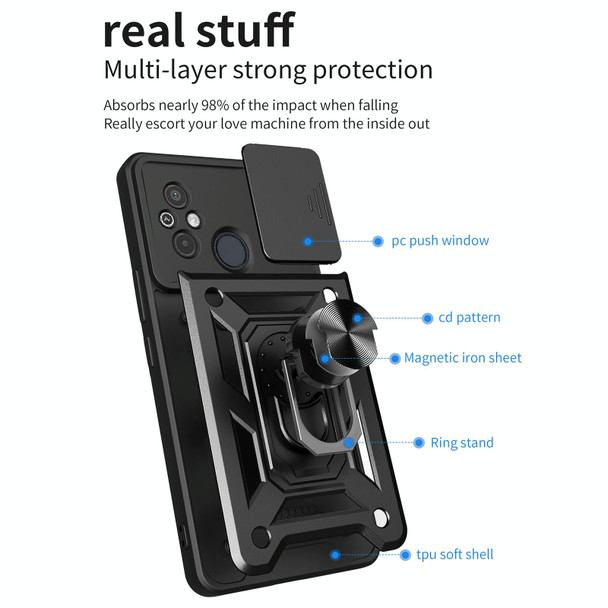 For Xiaomi Redmi 12C 4G / 11A 4G Sliding Camera Cover Design TPU Hybrid PC Phone Case(Blue)