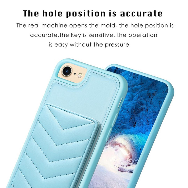 For iPhone SE 2022 / 2020 / 8 / 7 BF26 Wave Pattern Card Bag Holder Phone Case(Blue)