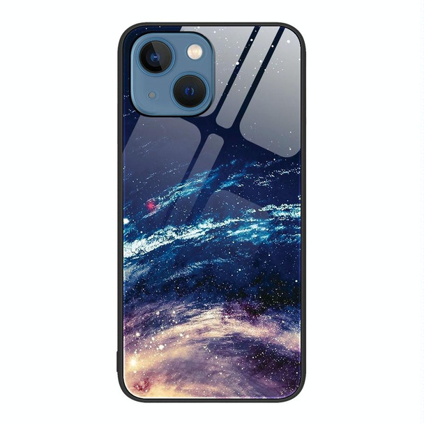 For iPhone 15 Colorful Painted Glass Phone Case(Starry Sky)