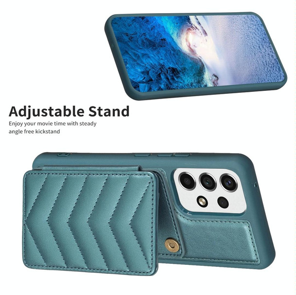 For Samsung Galaxy A13 5G / 4G BF26 Wave Pattern Card Bag Holder Phone Case(Green)