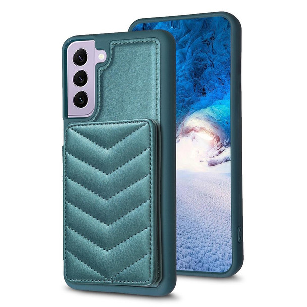 For Samsung Galaxy S21 5G BF26 Wave Pattern Card Bag Holder Phone Case(Green)