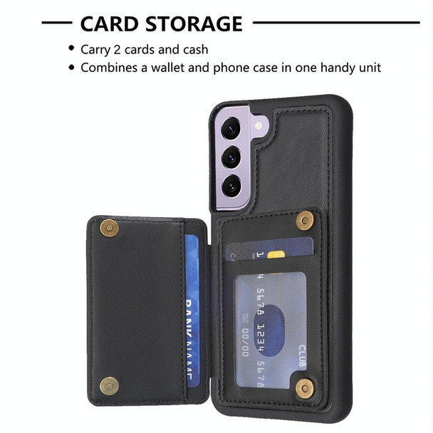 For Samsung Galaxy S21 5G BF26 Wave Pattern Card Bag Holder Phone Case(Black)