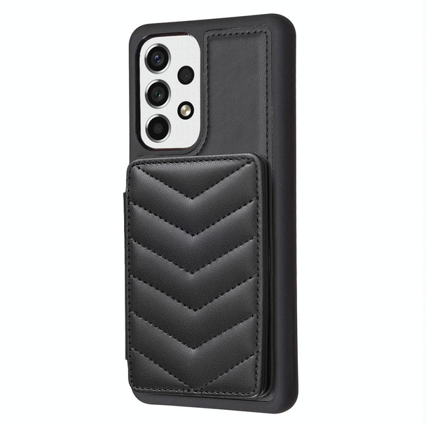 For Samsung Galaxy A13 5G / 4G BF26 Wave Pattern Card Bag Holder Phone Case(Black)