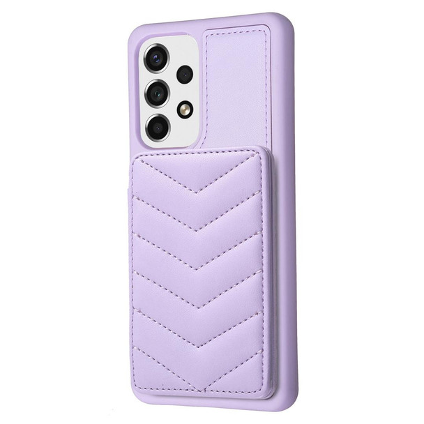 For Samsung Galaxy A52 5G / 4G BF26 Wave Pattern Card Bag Holder Phone Case(Purple)