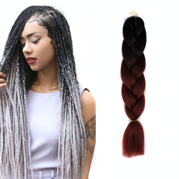 Fashion Color Gradient Individual Braid Wigs Chemical Fiber Big Braids, Length: 60cm(10 Black+Red Brown)