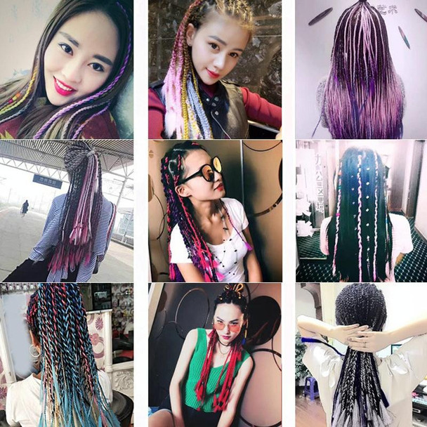 Fashion Color Gradient Individual Braid Wigs Chemical Fiber Big Braids, Length: 60cm(40 Sapphire+Purple Red)