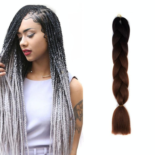 Fashion Color Gradient Individual Braid Wigs Chemical Fiber Big Braids, Length: 60cm(05 Black+Dark Brown)