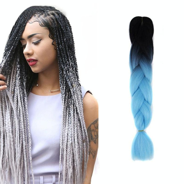 Fashion Color Gradient Individual Braid Wigs Chemical Fiber Big Braids, Length: 60cm(53 Black+Sky Blue)