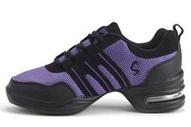 Soft Bottom Mesh Breathable Modern Dance Shoes Heightening Shoes for Women, Shoe Size:35(Black Purple)