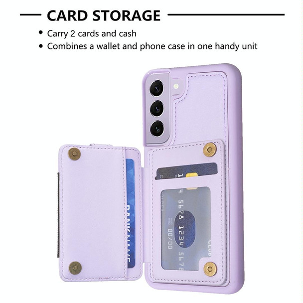 For Samsung Galaxy S21 5G BF27 Metal Ring Card Bag Holder Phone Case(Purple)