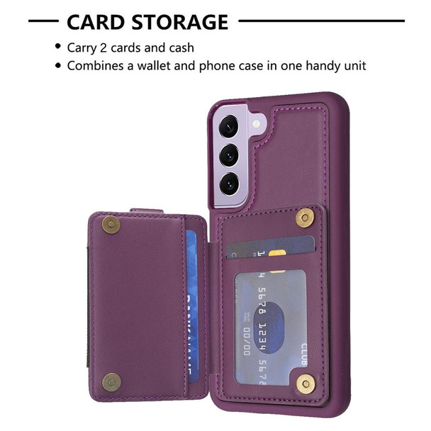 For Samsung Galaxy S21 5G BF27 Metal Ring Card Bag Holder Phone Case(Dark Purple)