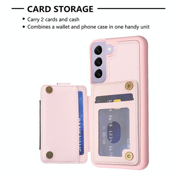 For Samsung Galaxy S21 5G BF27 Metal Ring Card Bag Holder Phone Case(Pink)
