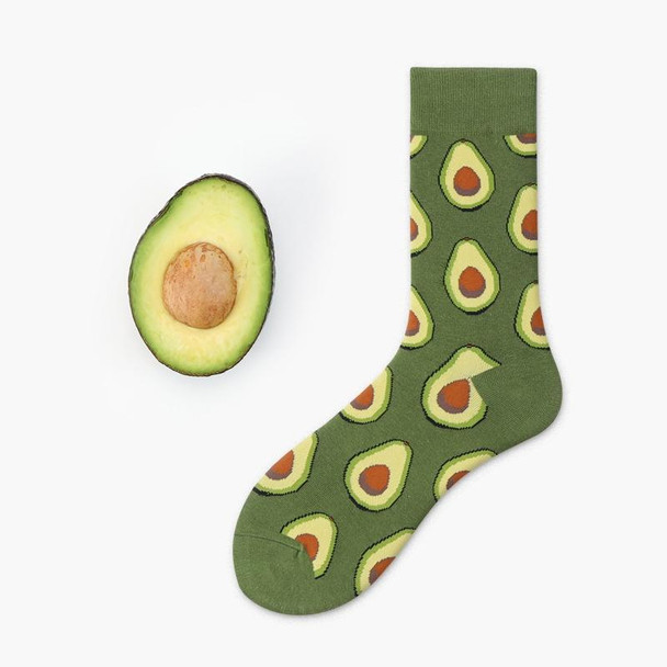 5 Pairs Fruit Food Socks Short  Funny Cotton Socks(Avocado)