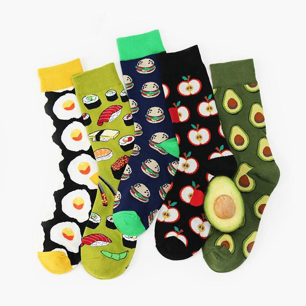 5 Pairs Fruit Food Socks Short  Funny Cotton Socks(Avocado)