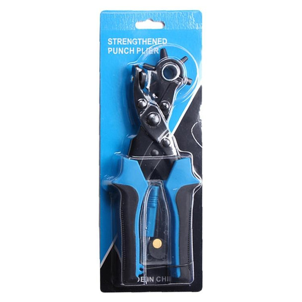 Multifunctional Belt Hole Puncher with 6 Holes Leather Hole Punch for Leather Belts Cards Paper Fabric(Blue)