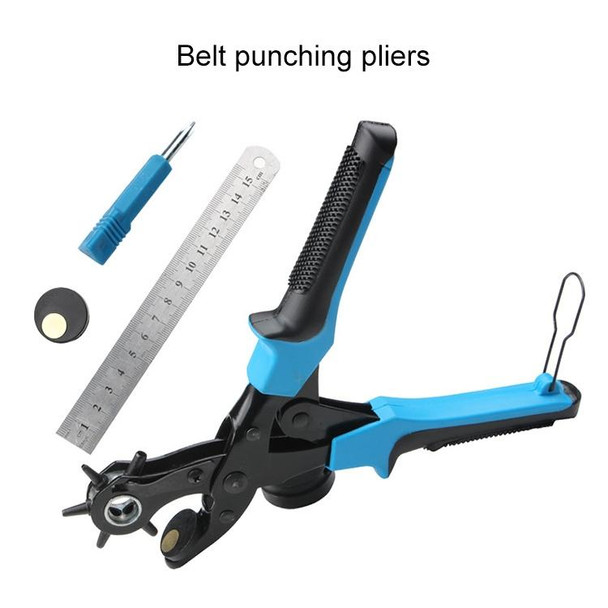 Multifunctional Belt Hole Puncher with 6 Holes Leather Hole Punch for Leather Belts Cards Paper Fabric(Blue)