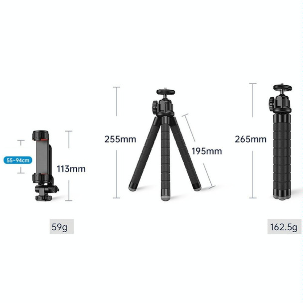 APEXEL APL-JJ025 Camera Mobile Phone Outdoor Selfie Live Lazy Bracket Multifunctional Octopus Tripod(Black)