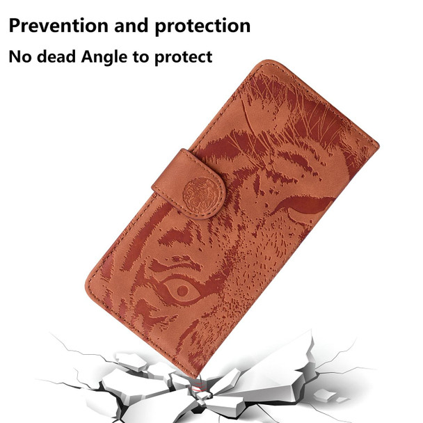 For Motorola Edge 40 Tiger Embossing Pattern Leatherette Phone Case(Brown)