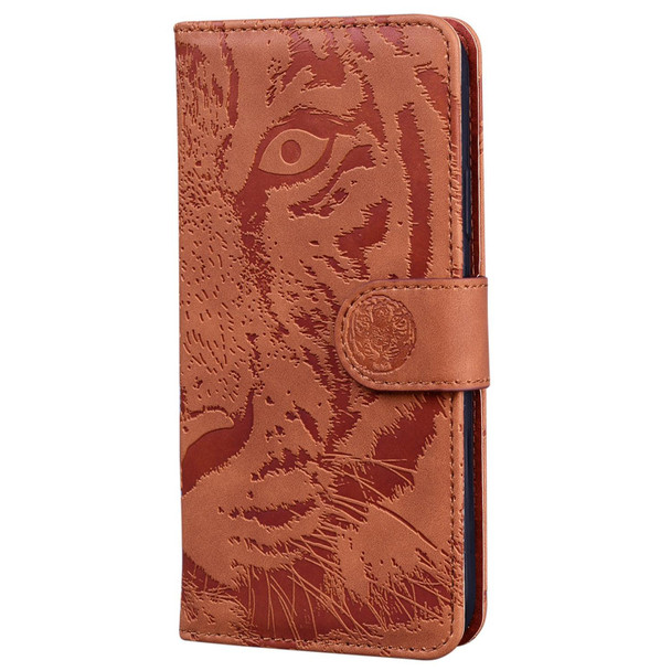 For Motorola Edge 40 Tiger Embossing Pattern Leatherette Phone Case(Brown)