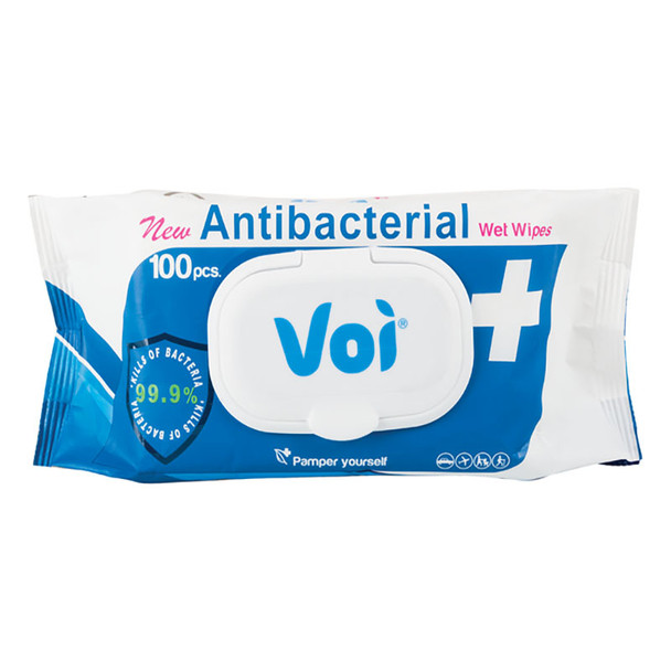 Voi Hand Sanitising Wipes – 100 Pack, Antibacterial