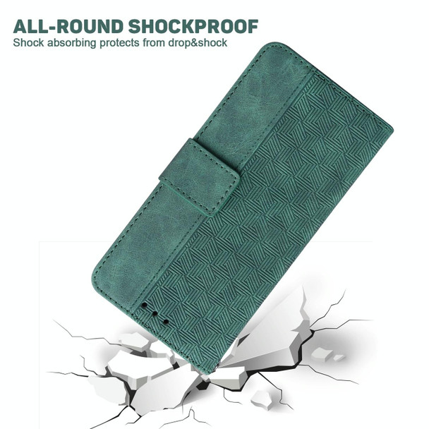 For Motorola Edge 40 Geometric Embossed Leatherette Phone Case(Green)