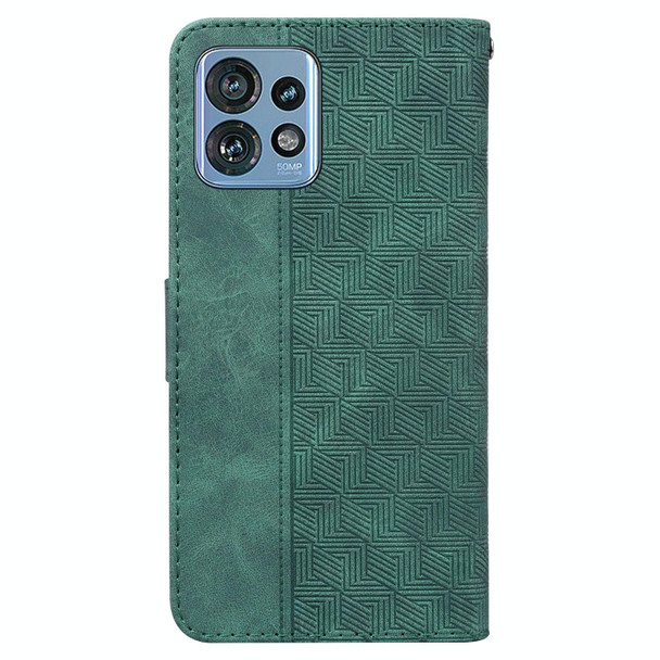 For Motorola Edge 40 Pro Geometric Embossed Leatherette Phone Case(Green)