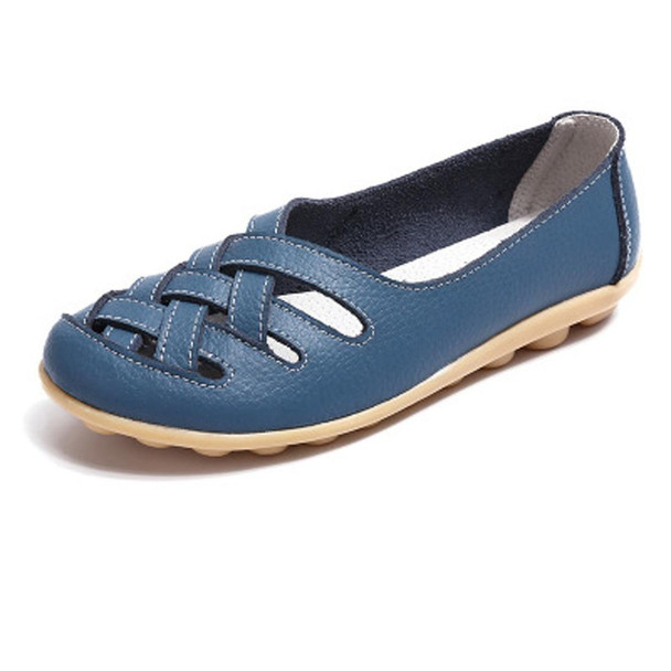 Hollow Woven Casual Nurse Shoes Cover Foot Peas Shoes for Women (Color:Blue Size:37)