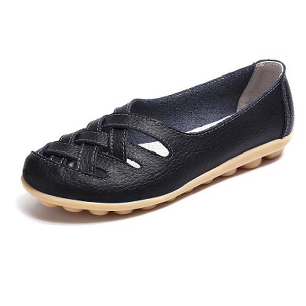 Hollow Woven Casual Nurse Shoes Cover Foot Peas Shoes for Women (Color:Black Size:39)