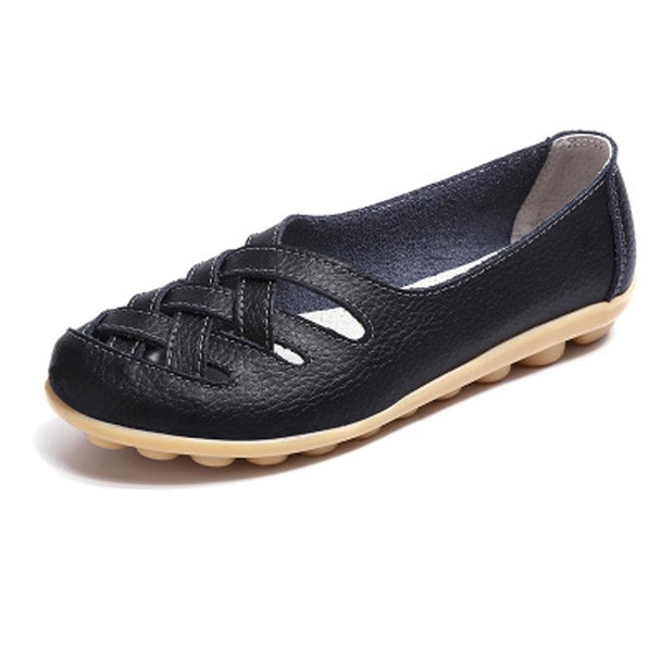 Hollow Woven Casual Nurse Shoes Cover Foot Peas Shoes for Women (Color:Black Size:38)