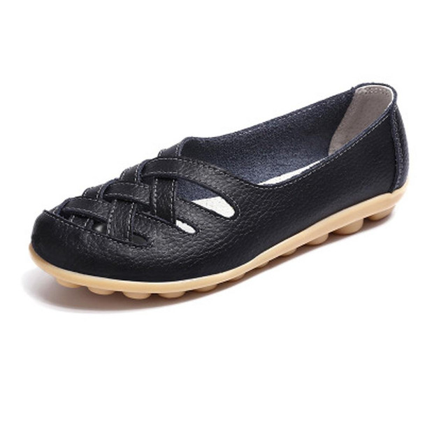 Hollow Woven Casual Nurse Shoes Cover Foot Peas Shoes for Women (Color:Black Size:38)