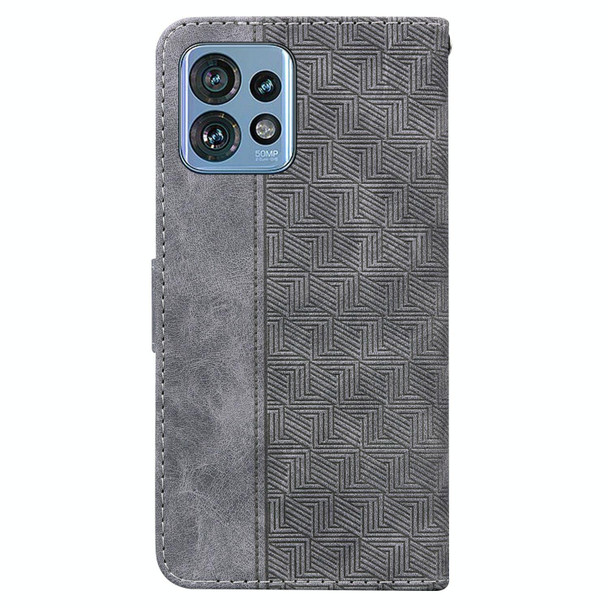 For Motorola Edge 40 Pro Geometric Embossed Leatherette Phone Case(Grey)