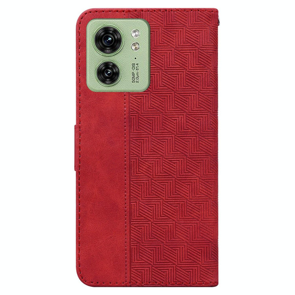 For Motorola Edge 40 Geometric Embossed Leatherette Phone Case(Red)