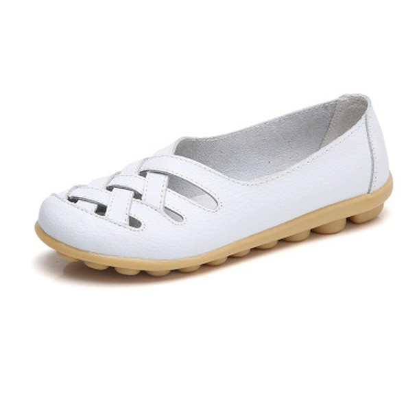 Hollow Woven Casual Nurse Shoes Cover Foot Peas Shoes for Women (Color:White Size:41)