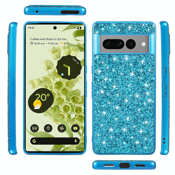 For Google Pixel 7a Glitter Powder Shockproof TPU Phone Case(Black)