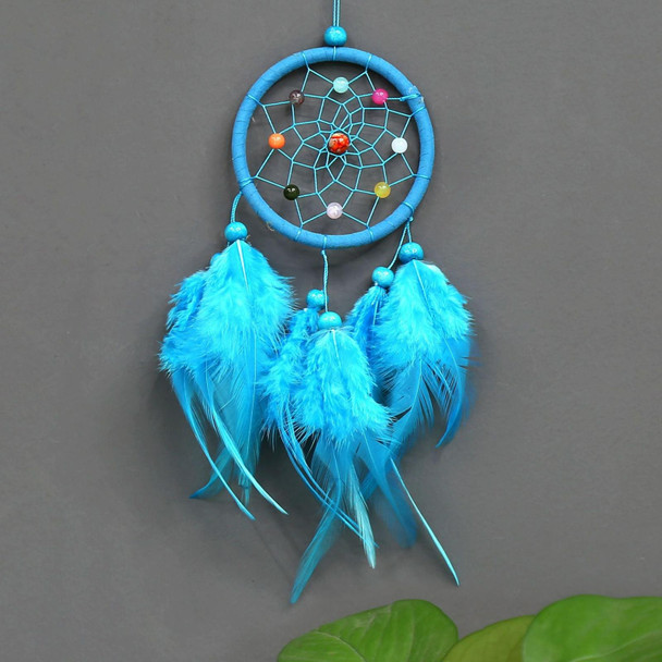 Home Decoration Dream Catcher Feather Hanging Jewelry(Blue)