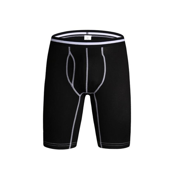 Men Cotton Sports Fitness Four Corners Underwear (Color:Black Size:XXL)