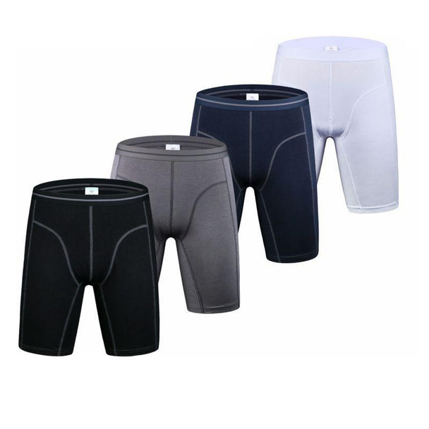 Men Fitness Exercise Lengthened Anti-wear Pure Cotton Five Points Underwear (Color:Black Size:XXL)