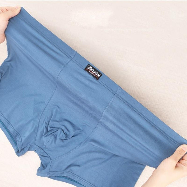 2 PCS Men Modal High Waist Breathable Boxer Underwear (Color:Sky Blue Size:XXXXXL)