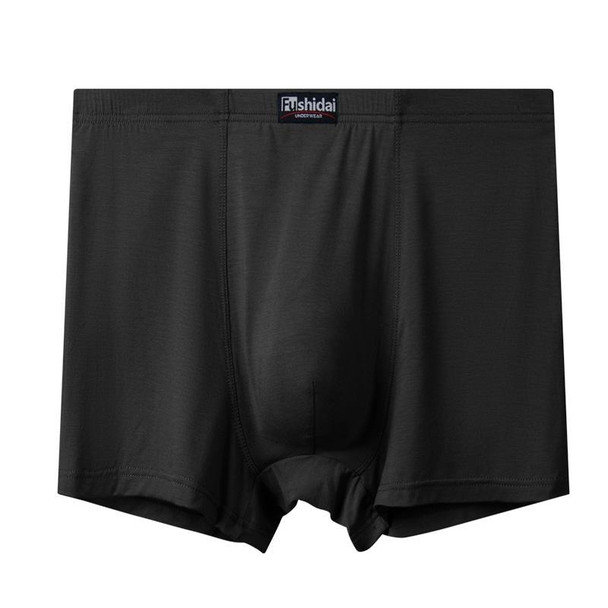 2 PCS Men Modal High Waist Breathable Boxer Underwear (Color:Black Size:XXXXXL)