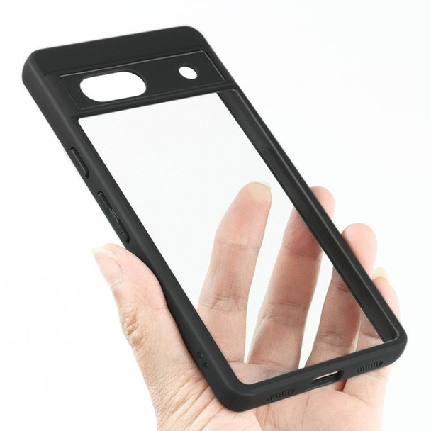 For Google Pixel 7a Frosted TPU + Transparent PC Phone Case(Black)