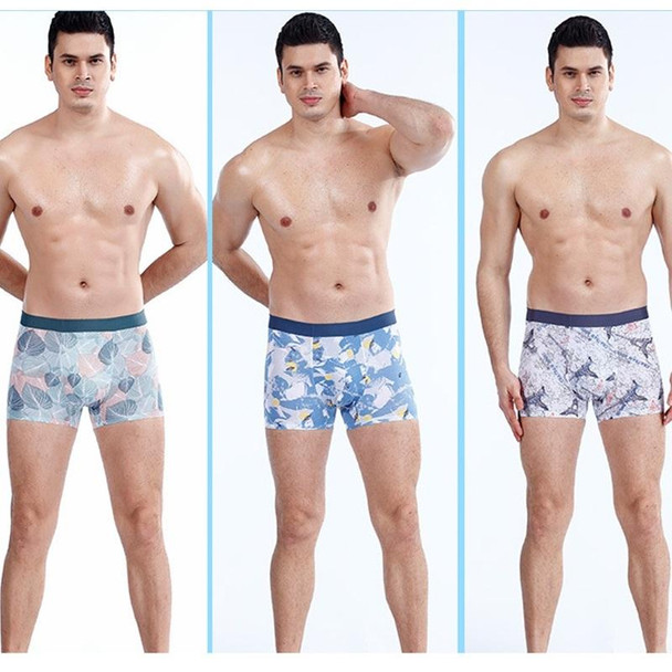 2 PCS Men Ice Silk Seamless Breathable Boxer Underwear (Color:B05 Size:XXL)